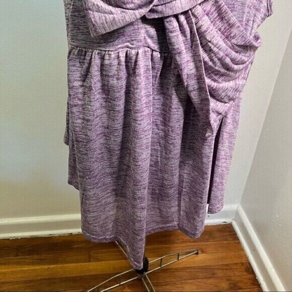 Rose Gal Tank Top Heathered Purple Bow Neck V-Neck Sleeveless - Picture 4 of 10